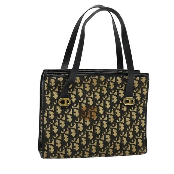 DIOR Trotter Canvas Shoulder Bag Black Gold - Picture 1 of 16